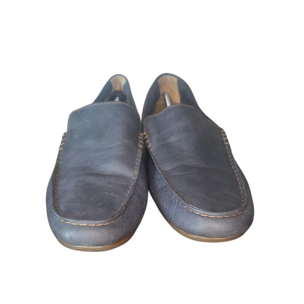 Born Allan Men's 9.5 Blue Leather Loafers Driving Moc Slip On Casual Shoes
